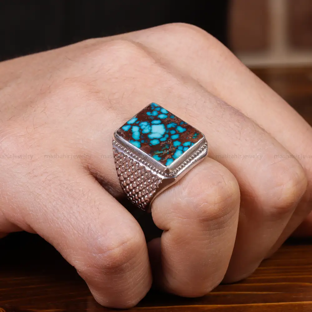 انگشتر فیروزه شجری مردانه کد 17255