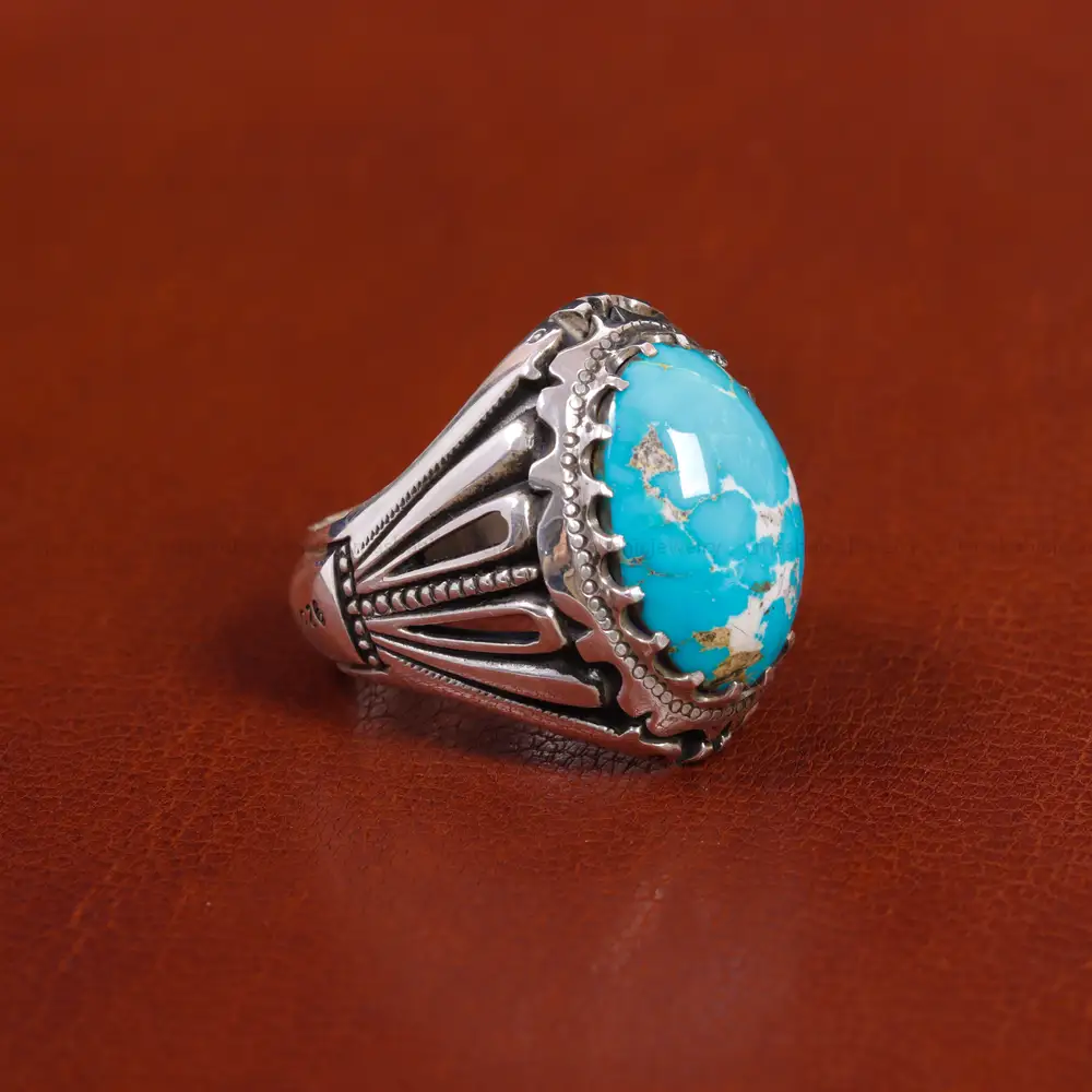 انگشتر فیروزه شجری مردانه کد 17557