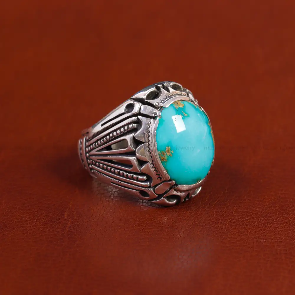 انگشتر فیروزه شجری مردانه کد 17559