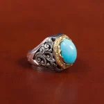 انگشتر فیروزه عجمی مردانه کد 17575