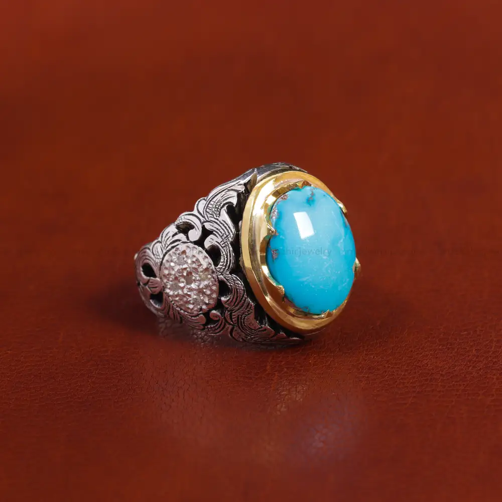 انگشتر فیروزه شجری مردانه کد 17577