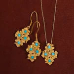 نیم ست فیروزه زنانه کد 17630