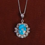 گردنبند فیروزه زنانه کد 17658