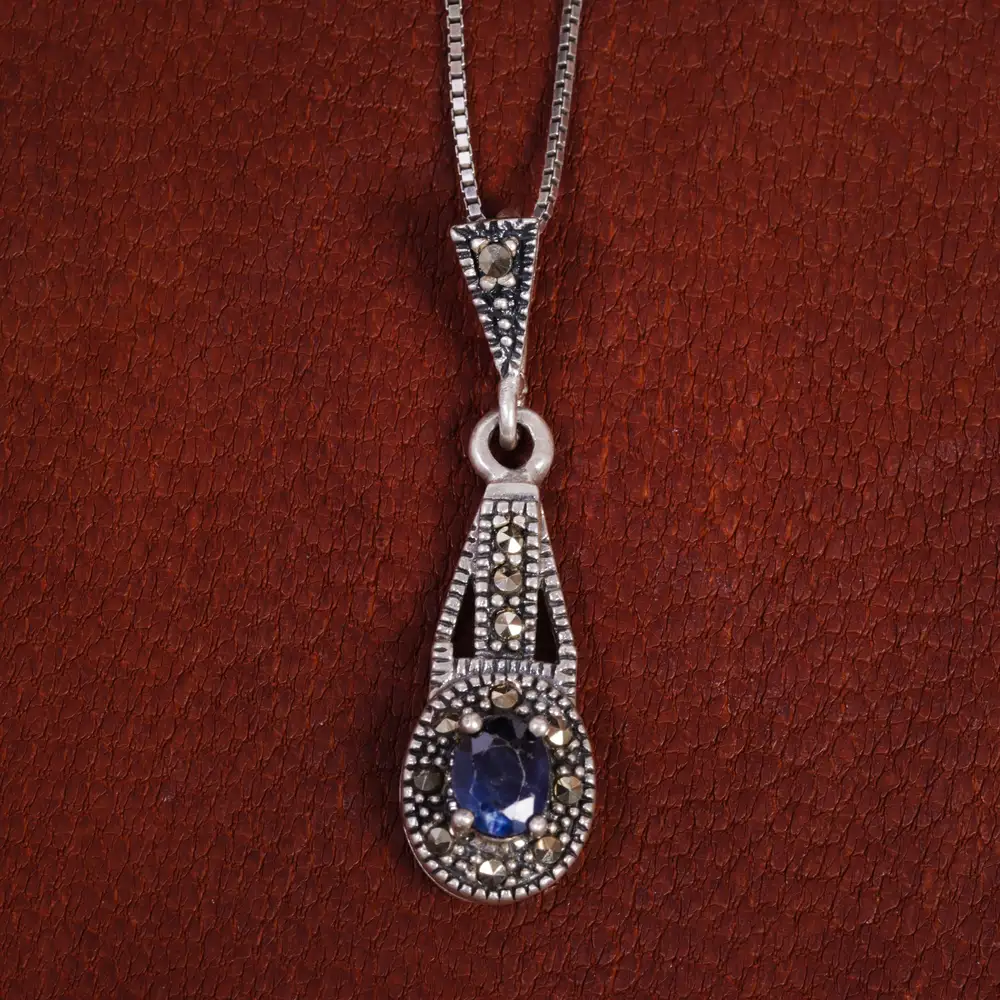 گردنبند یاقوت کبود زنانه کد 17696