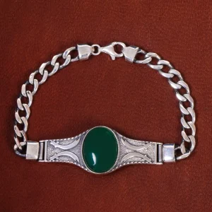 دستبند عقیق مردانه کد 17798