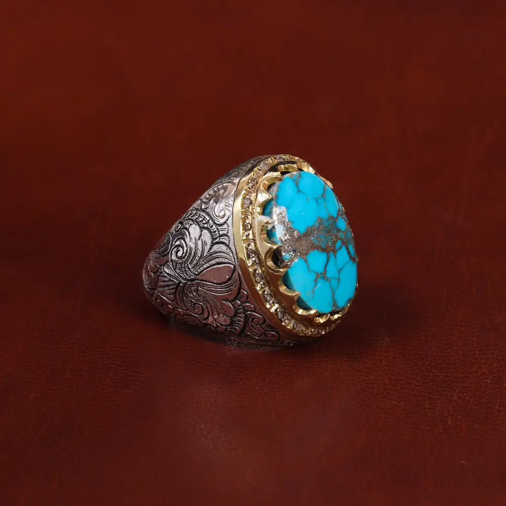 انگشتر فیروزه شجری مردانه کد 17894