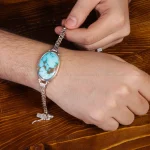 دستبند فیروزه مردانه کد 17340