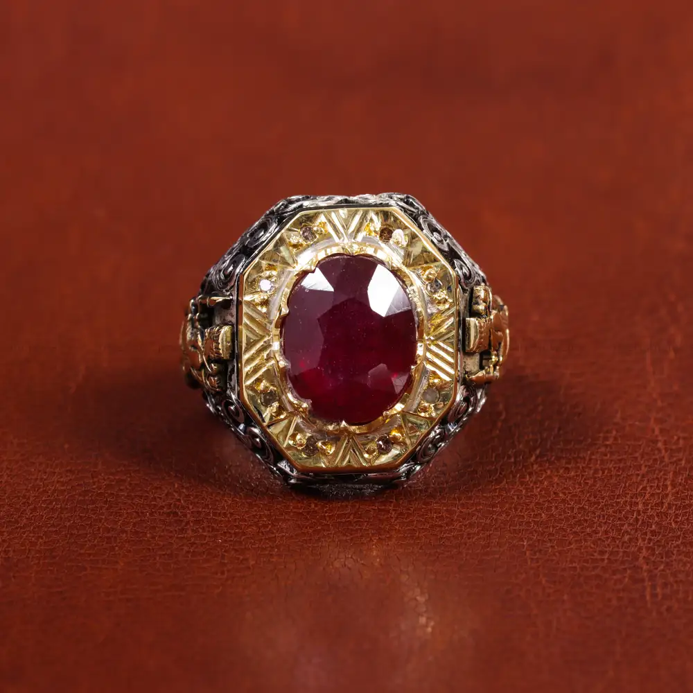 انگشتر یاقوت سرخ مردانه کد 17550