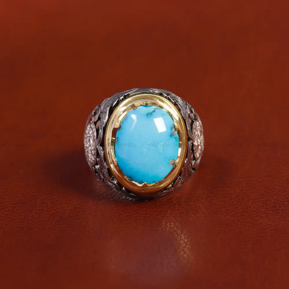 انگشتر فیروزه شجری مردانه کد 17577