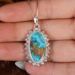 گردنبند فیروزه زنانه کد 17619