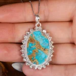 گردنبند فیروزه زنانه کد 17620