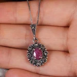 گردنبند یاقوت سرخ زنانه کد 17682