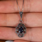 گردنبند یاقوت کبود زنانه کد 17690