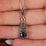 گردنبند یاقوت کبود زنانه کد 17696