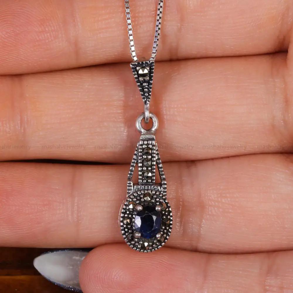 گردنبند یاقوت کبود زنانه کد 17696