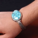 دستبند فیروزه مردانه کد 18001