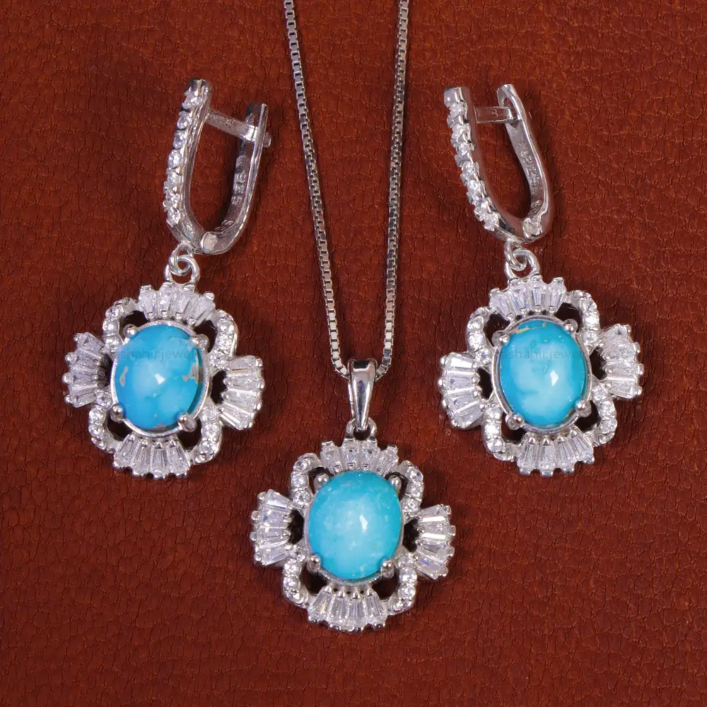 نیم ست فیروزه زنانه کد 17398