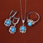 نیم ست فیروزه زنانه کد 17401