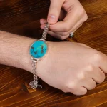 دستبند فیروزه مردانه کد 17339