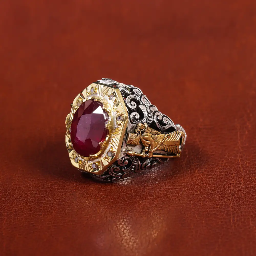 انگشتر یاقوت سرخ مردانه کد 17550
