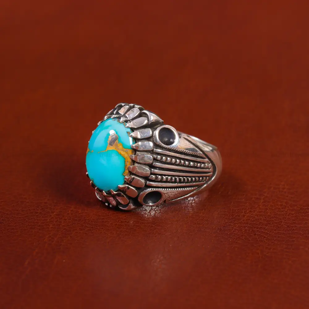 انگشتر فیروزه شجری مردانه کد 17556