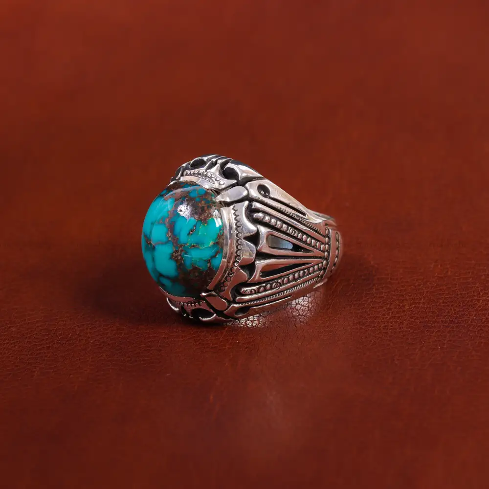 انگشتر فیروزه شجری مردانه کد 17570