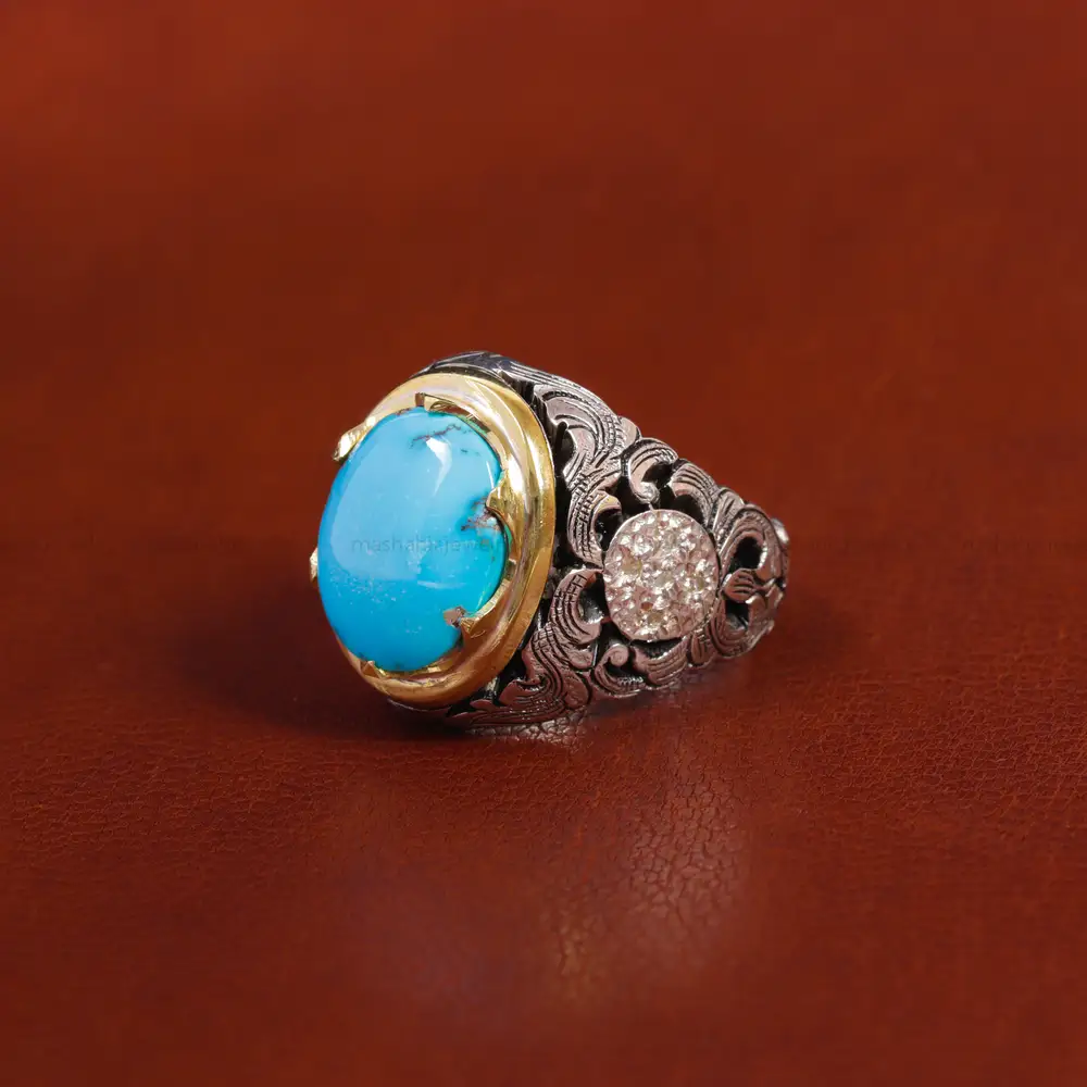 انگشتر فیروزه شجری مردانه کد 17577