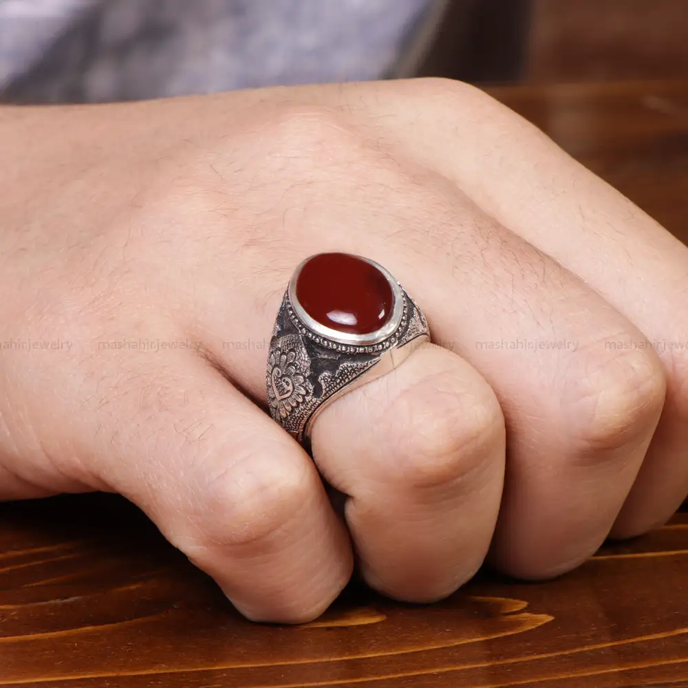 انگشتر عقیق مردانه کد 17831