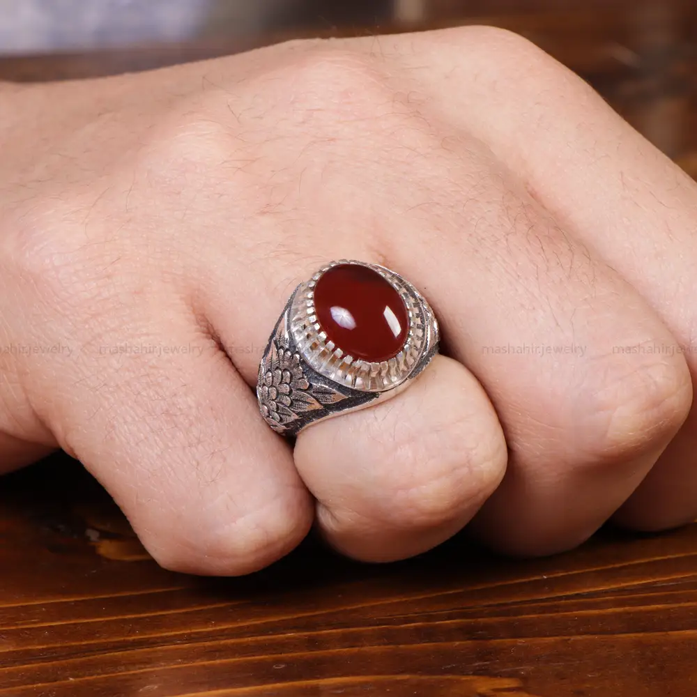 انگشتر عقیق مردانه کد 17837