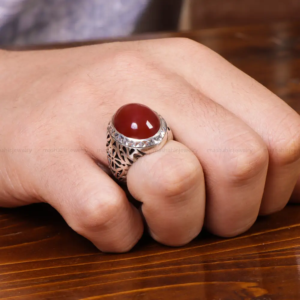 انگشتر عقیق مردانه کد 17850