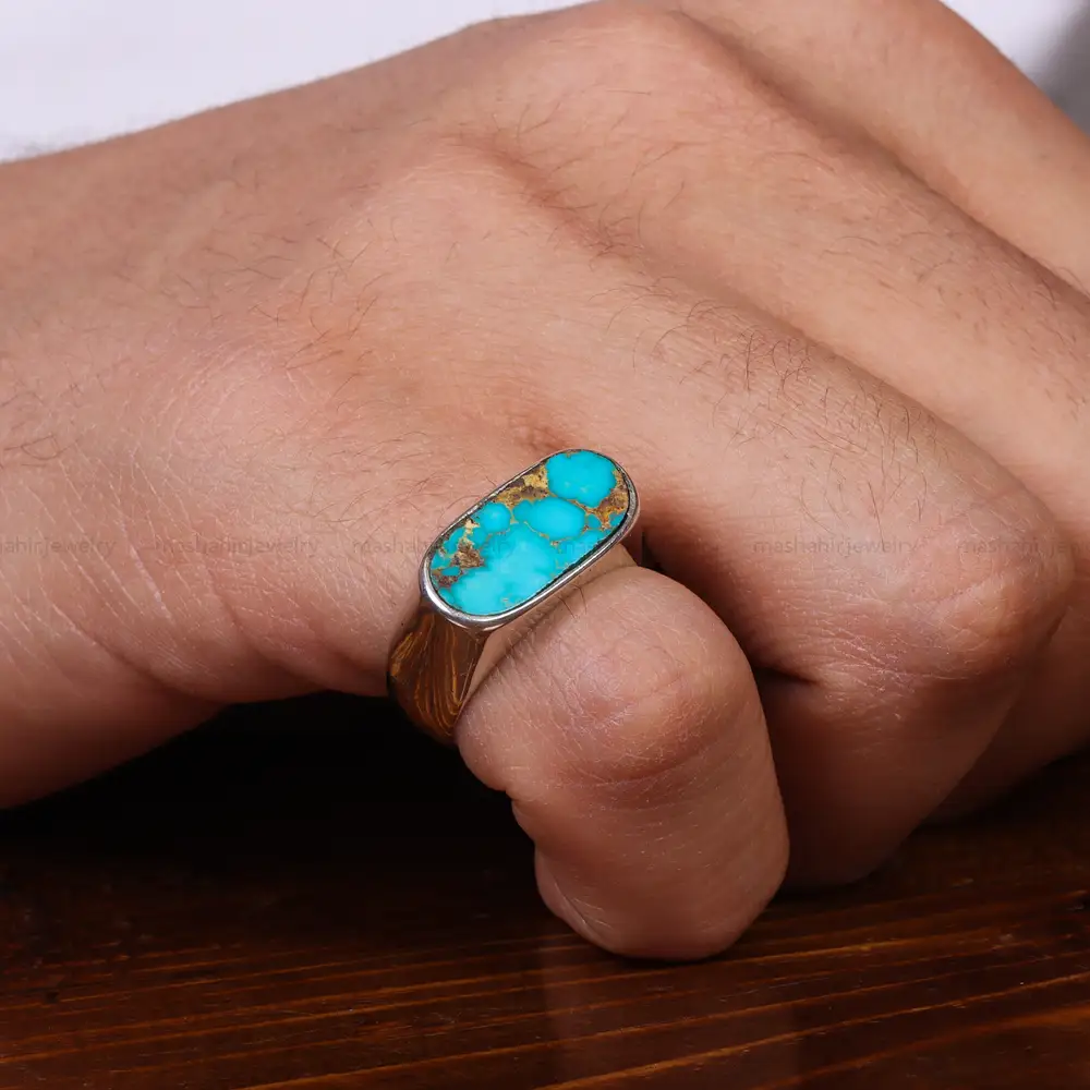 انگشتر فیروزه شجری مردانه کد 17897