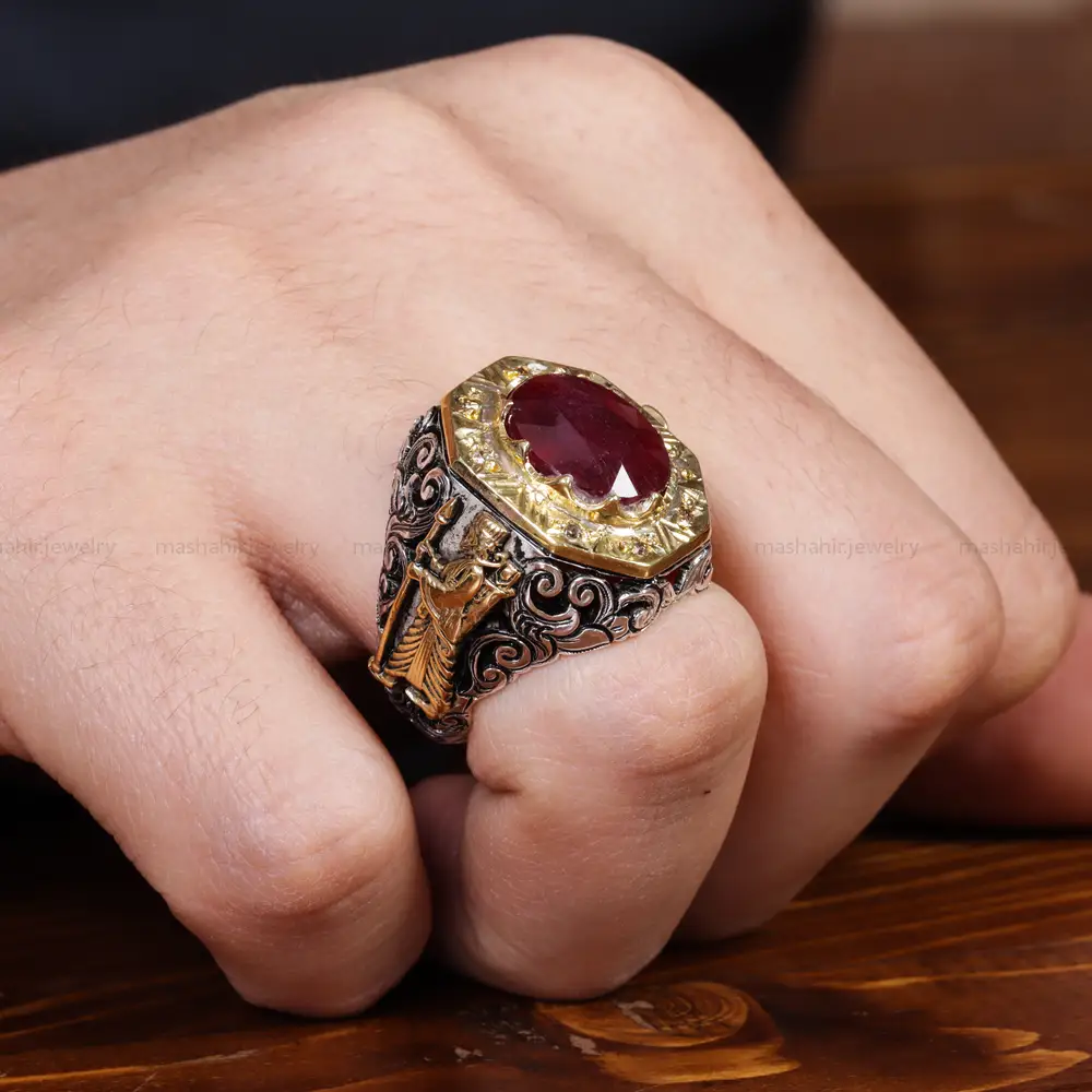 انگشتر یاقوت سرخ مردانه کد 17550