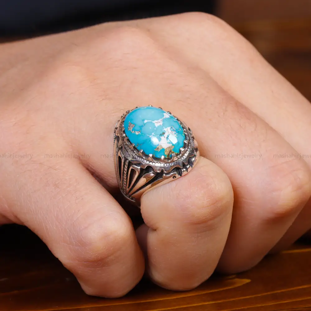 انگشتر فیروزه شجری مردانه کد 17557