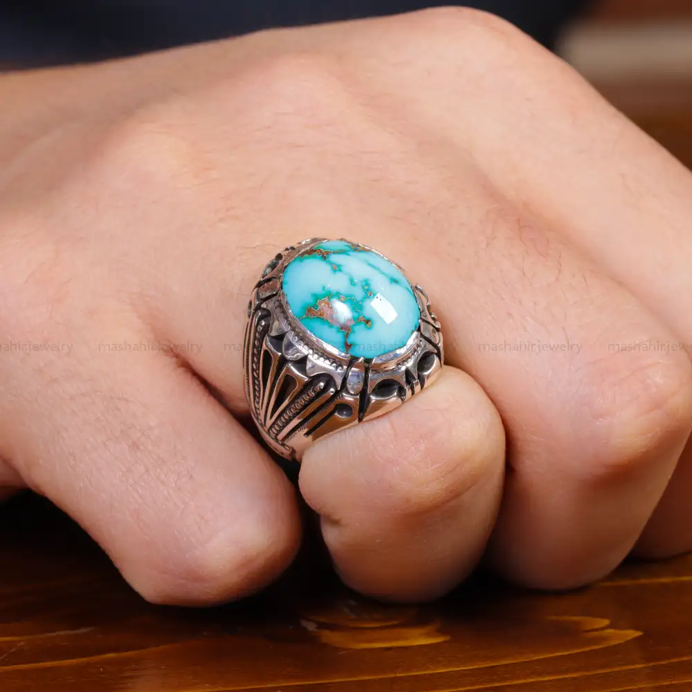 انگشتر فیروزه شجری مردانه کد 17564