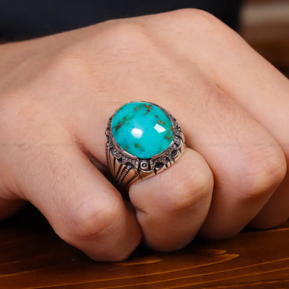 انگشتر فیروزه شجری مردانه کد 17567