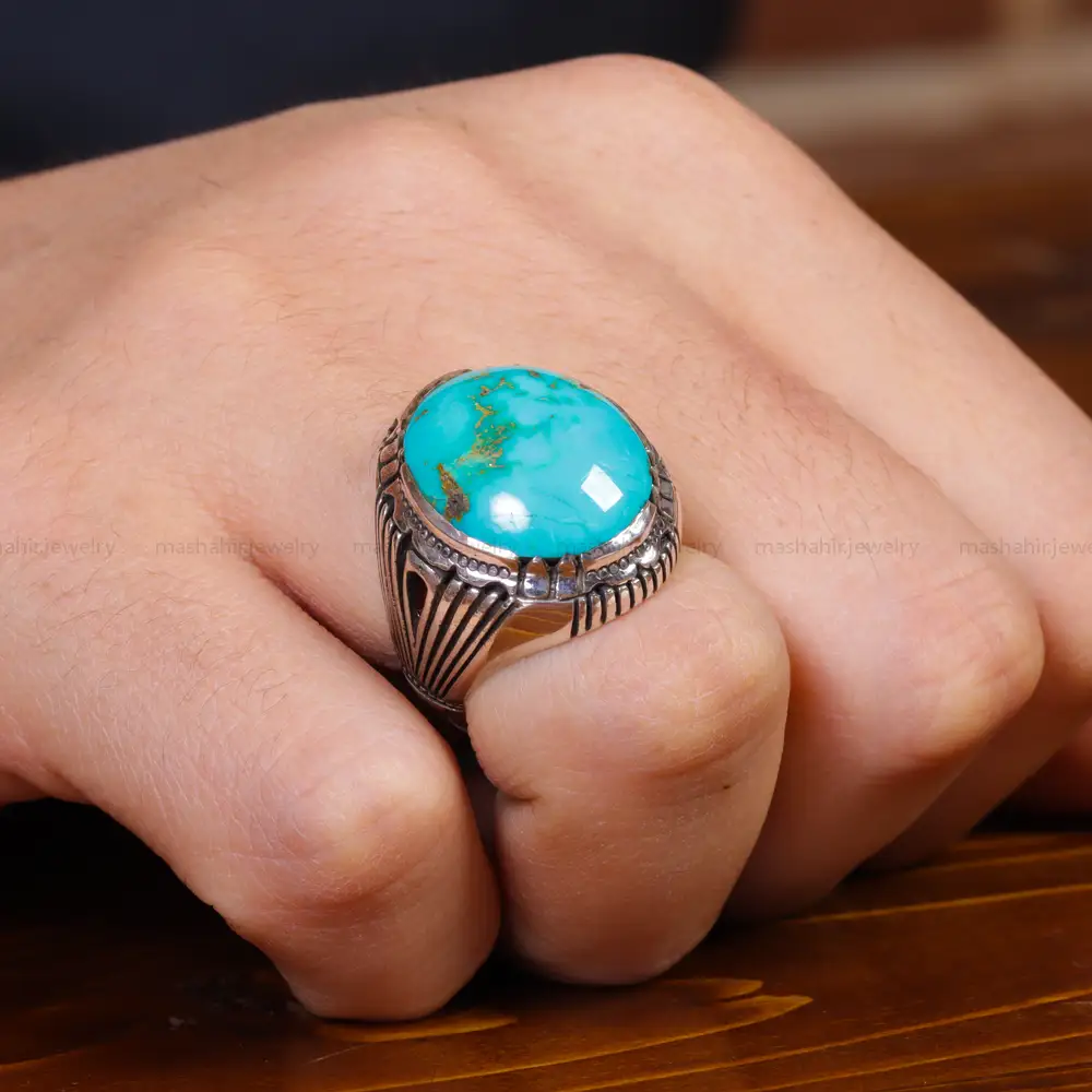 انگشتر فیروزه شجری مردانه کد 17568