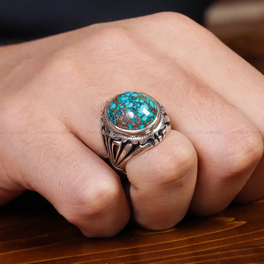 انگشتر فیروزه شجری مردانه کد 17569