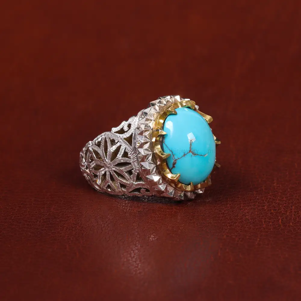 انگشتر فیروزه شجری مردانه کد 17914