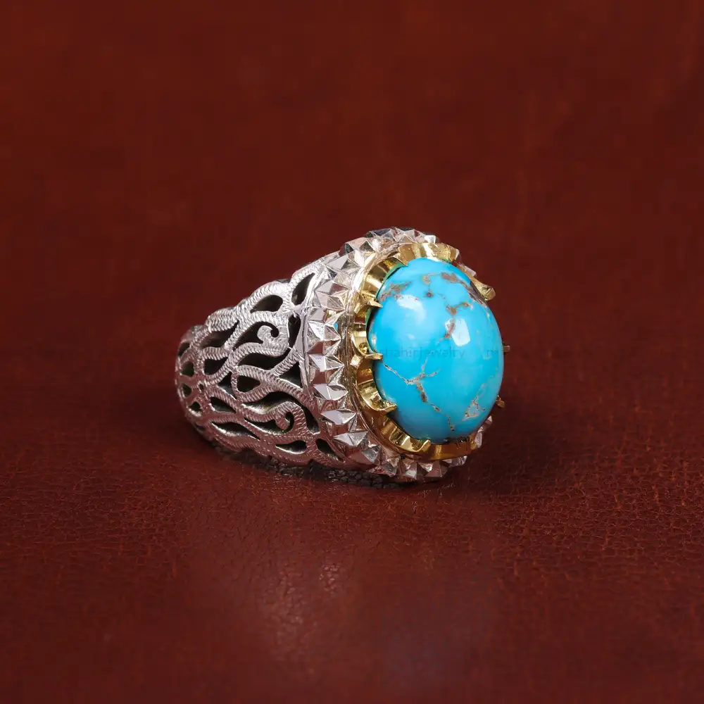 انگشتر فیروزه شجری مردانه کد 17916