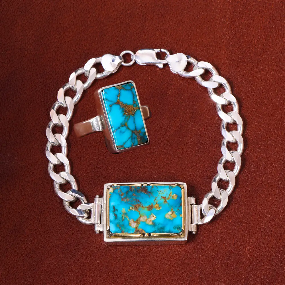 نیم ست فیروزه مردانه کد 17943