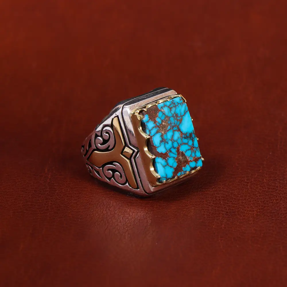 انگشتر فیروزه شجری مردانه کد 17951