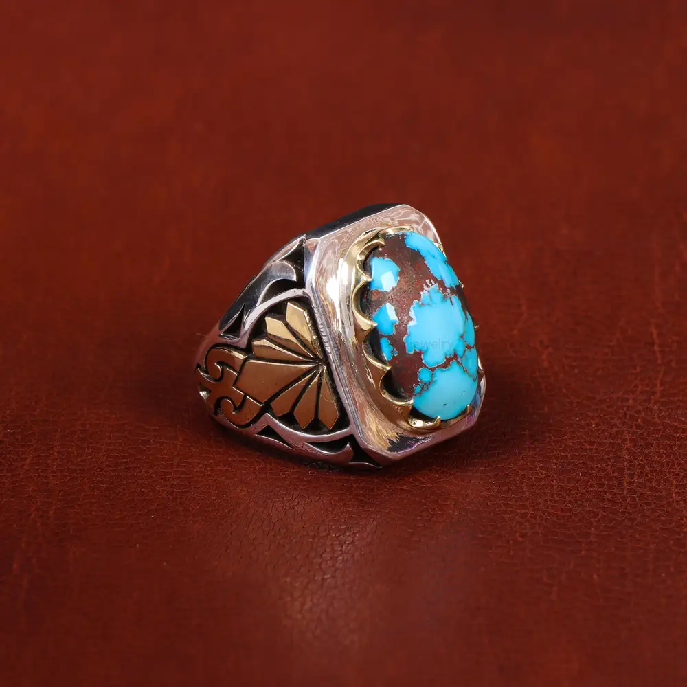 انگشتر فیروزه شجری مردانه کد 17952
