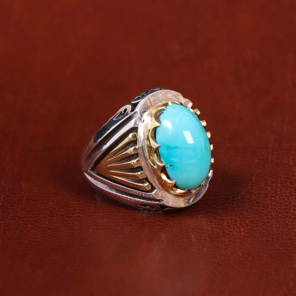 انگشتر فیروزه عجمی مردانه کد 17976