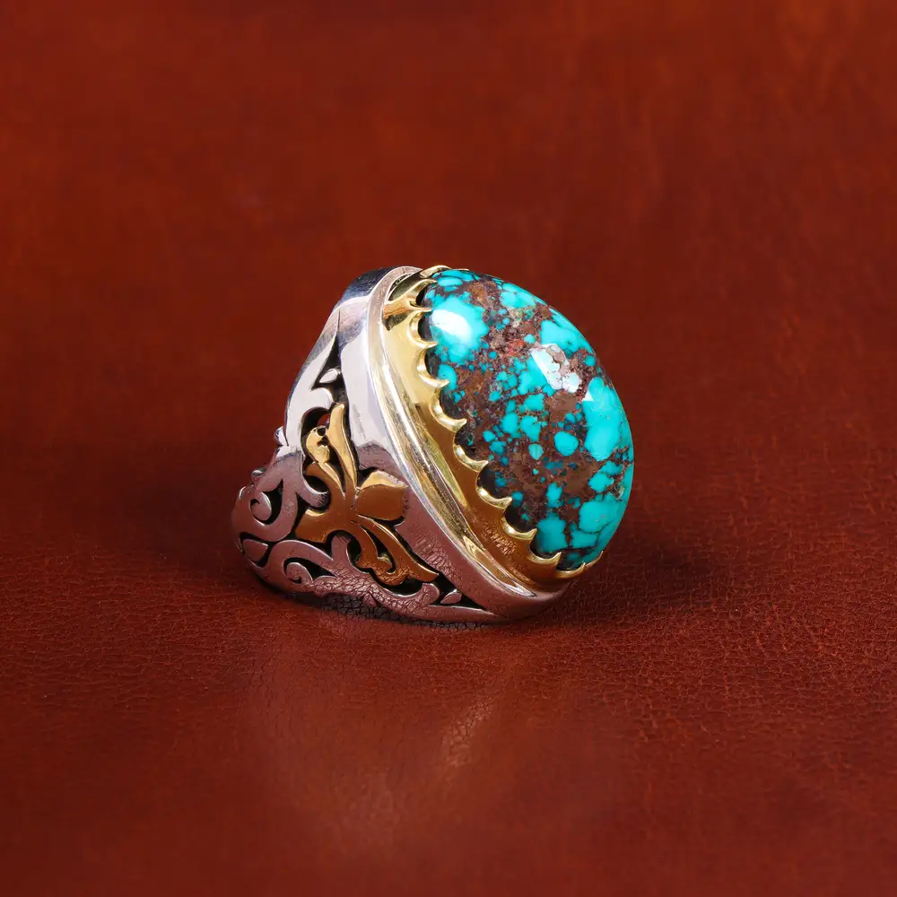 انگشتر فیروزه شجری مردانه کد 17984