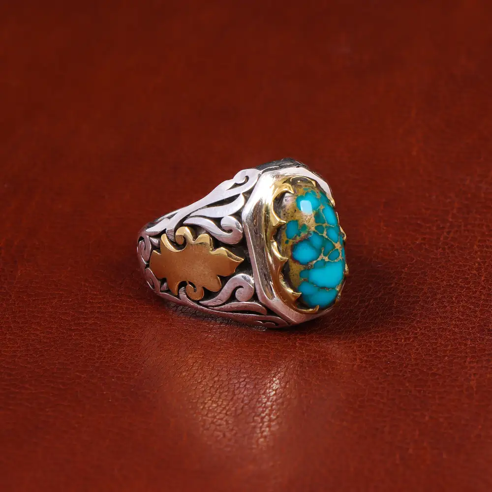 انگشتر فیروزه شجری مردانه کد 17989