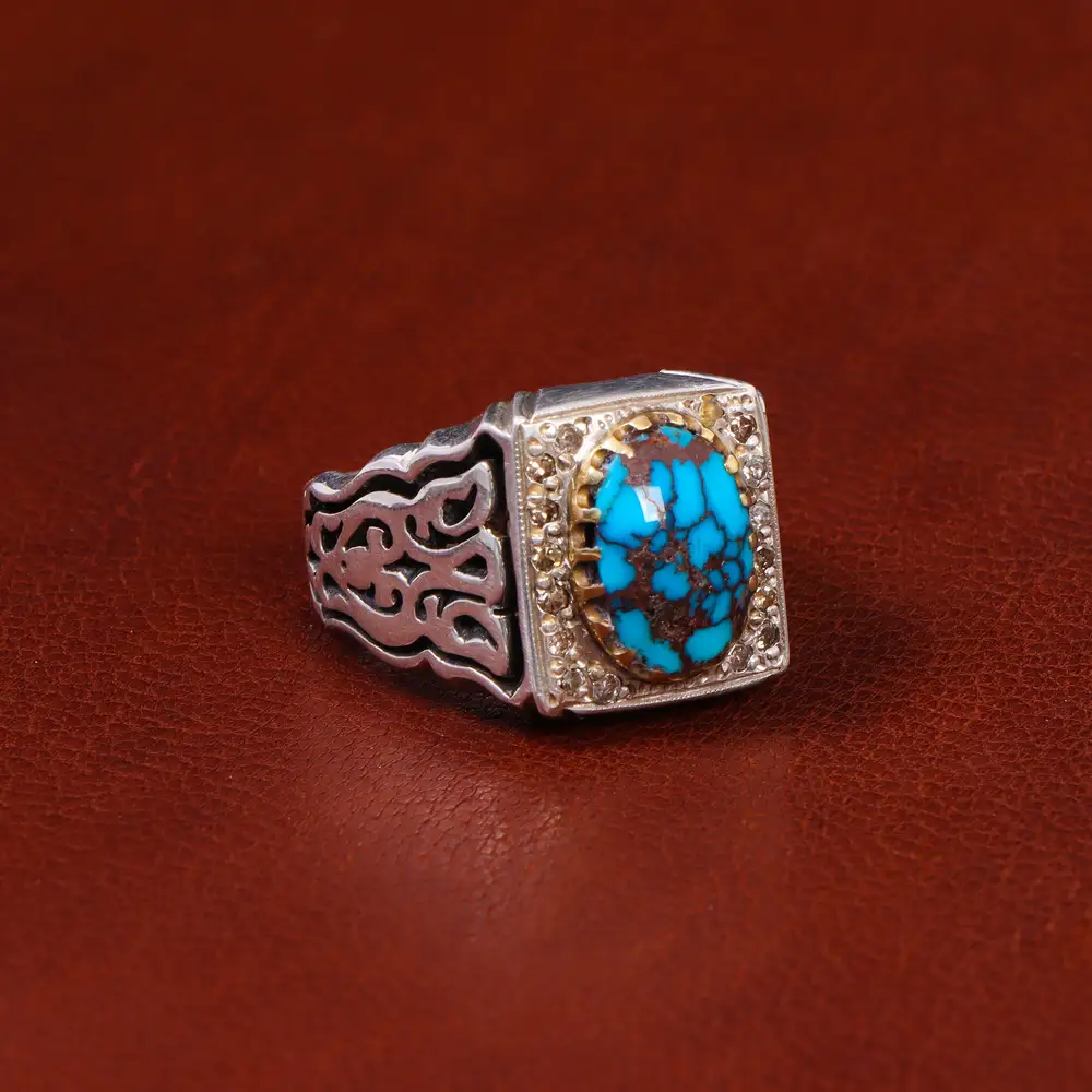 انگشتر فیروزه شجری مردانه کد 17990