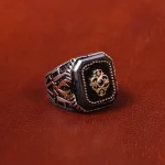 انگشتر عقیق مشکی مردانه کد 18134