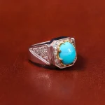 انگشتر فیروزه عجمی مردانه کد 18216