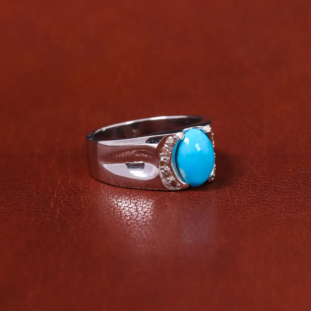 انگشتر فیروزه عجمی مردانه کد 18219