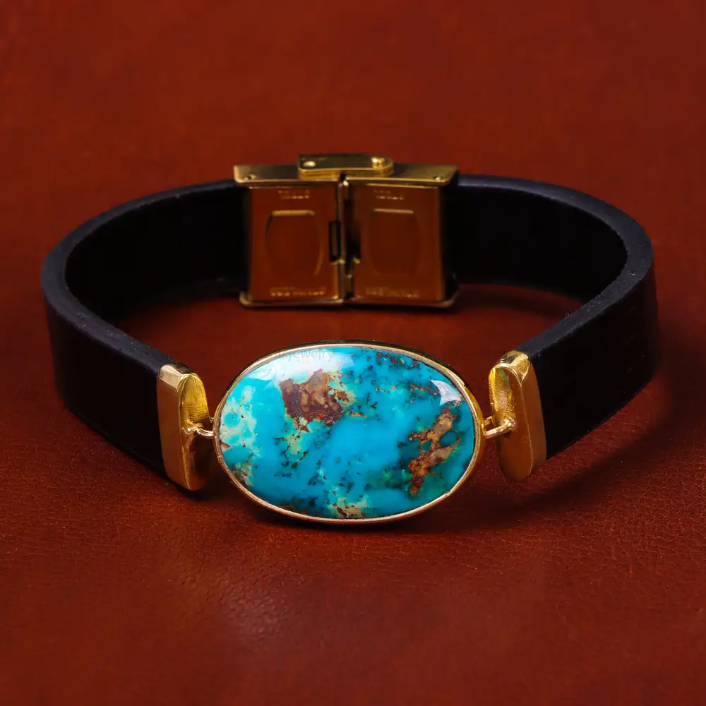 دستبند چرم فیروزه کد 18534